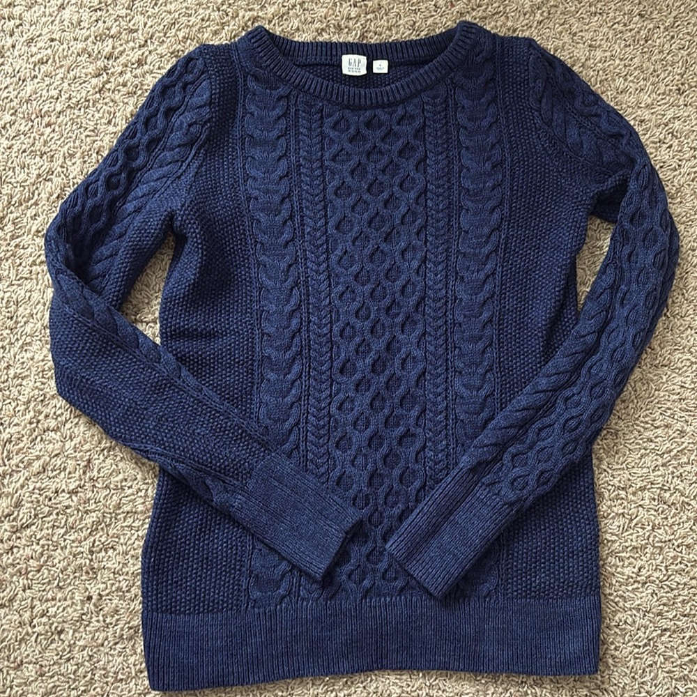 GAP Women's Navy Cable Knit Crewneck Sweater